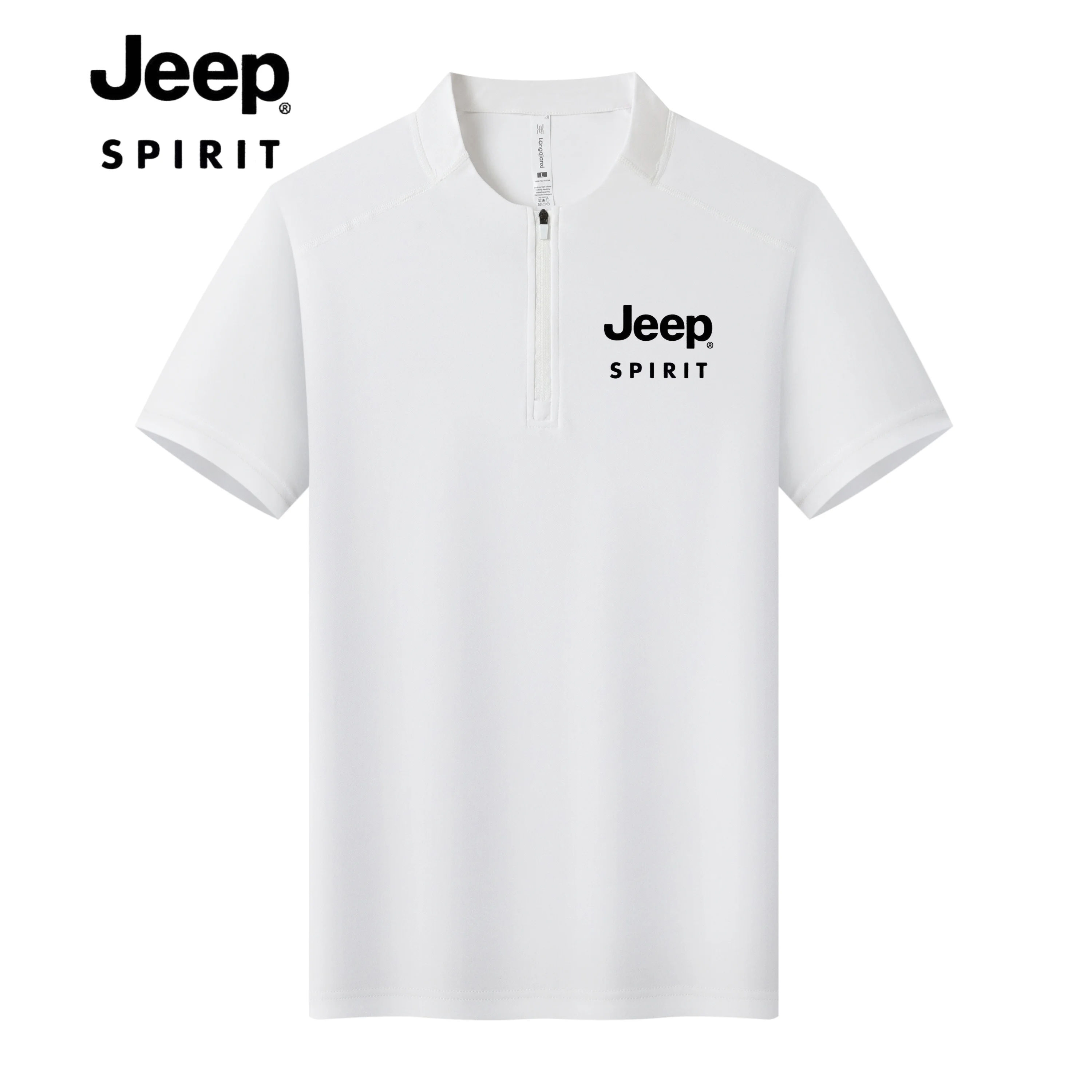 Jeep Summer Outdoor Zip Polo Shirt Short Sleeve T-Shirt, Quick-Dry, Breathable