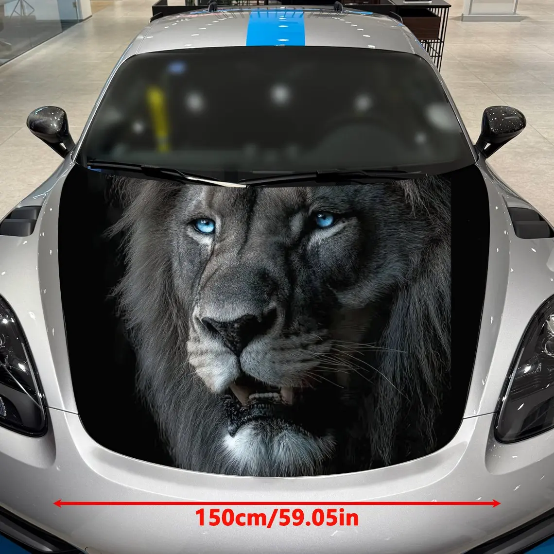 Blue Eyed Male Lion Pattern Car Hood Stickers, Decorative Car Packaging Paper, Bold Designs, Halloween Decorations, Car Parts Ac