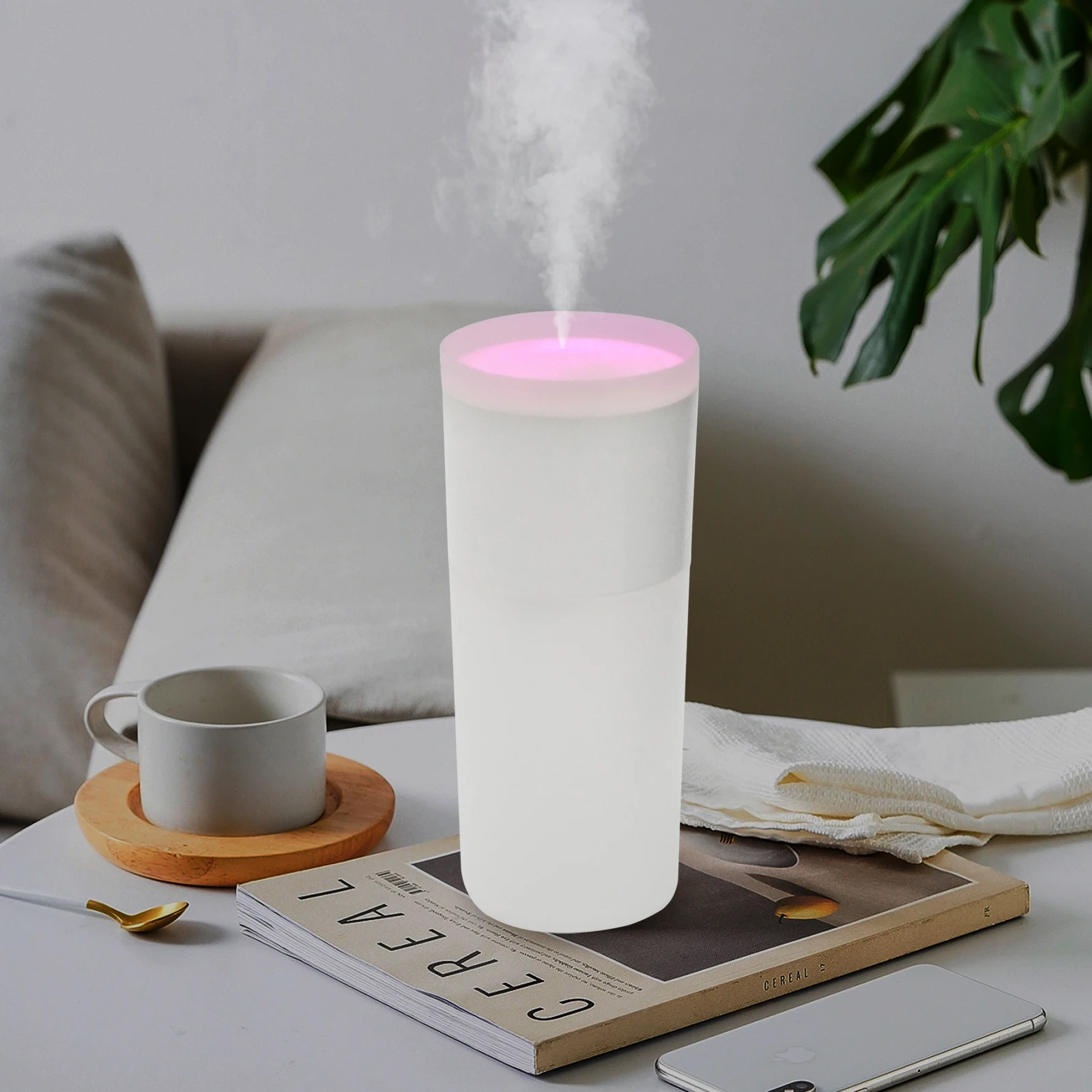 White and Pink V6 Fragrance expander Cylinder Aromatherapy Diffuser Essential Oil Diffuser Essential Oil Diffuser with Light