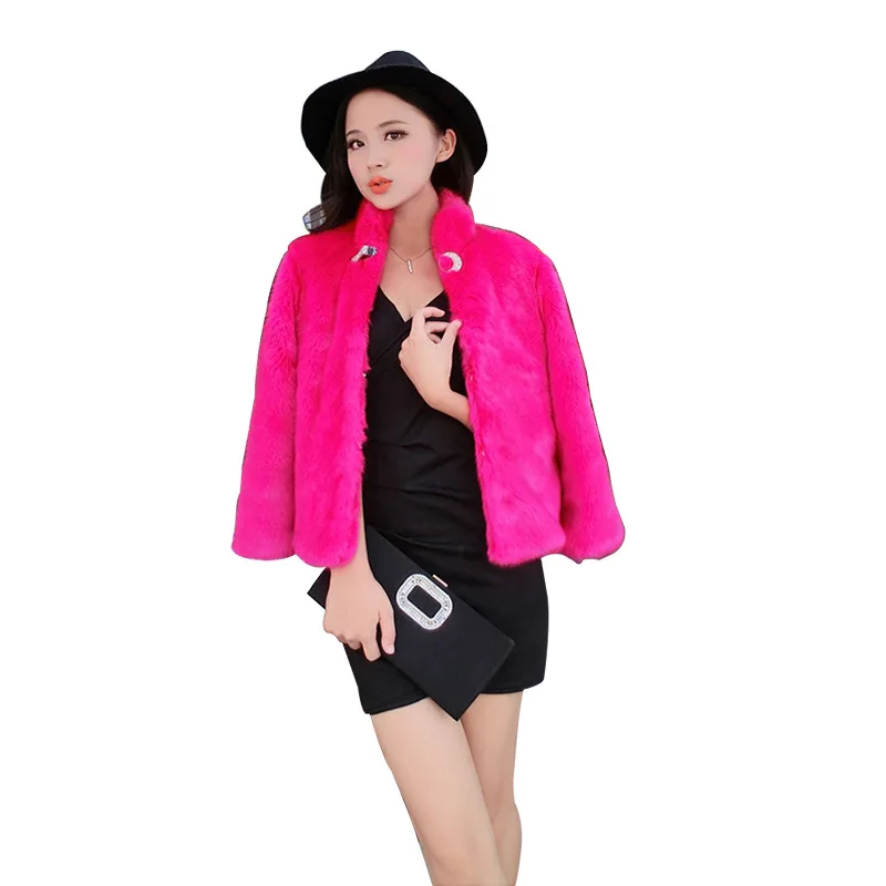 2021 new short women's fur jacket snow rabbit hair Korean version slim winter women's seven-quarter sleeve jacket is selling wel