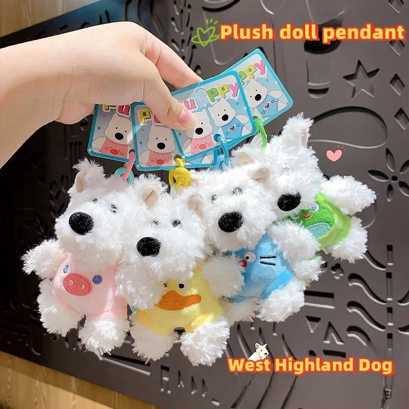 West Highland Dog Plush Doll Pendant Cute Schoolbag Decoration Car Keychain Cartoon Peripherals Gift To Friends and Besties