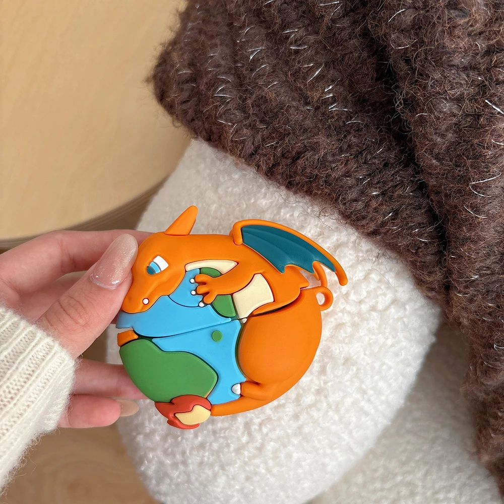 3D Pocket Monsters Pokemon Charizard Earphone Case For Airpods 4 2 3 1 Pro 3 2 Wireless Bluetooth Headset Protective Hard Cover