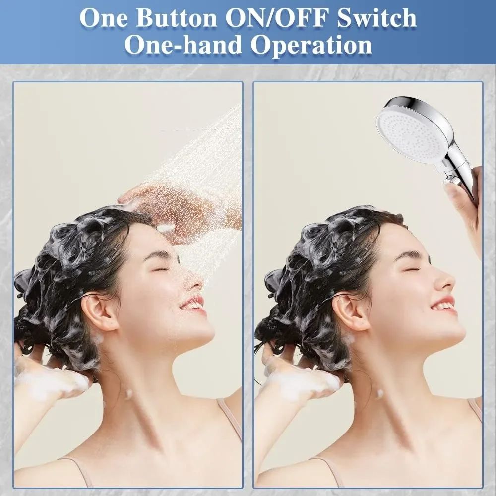 Head with Handheld Shower Head with ON/Off Switch, 3-Modes High Pressure Shower Head with Hose