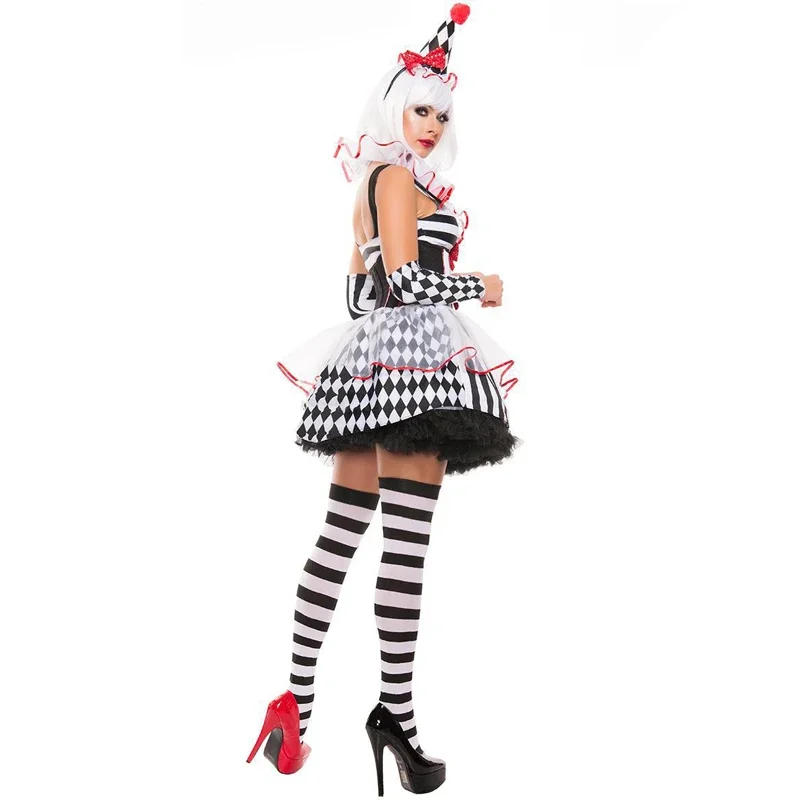 Robe de clown LYus drôle pour femmes adultes, costume de cosplay d'Halloween, carnaval