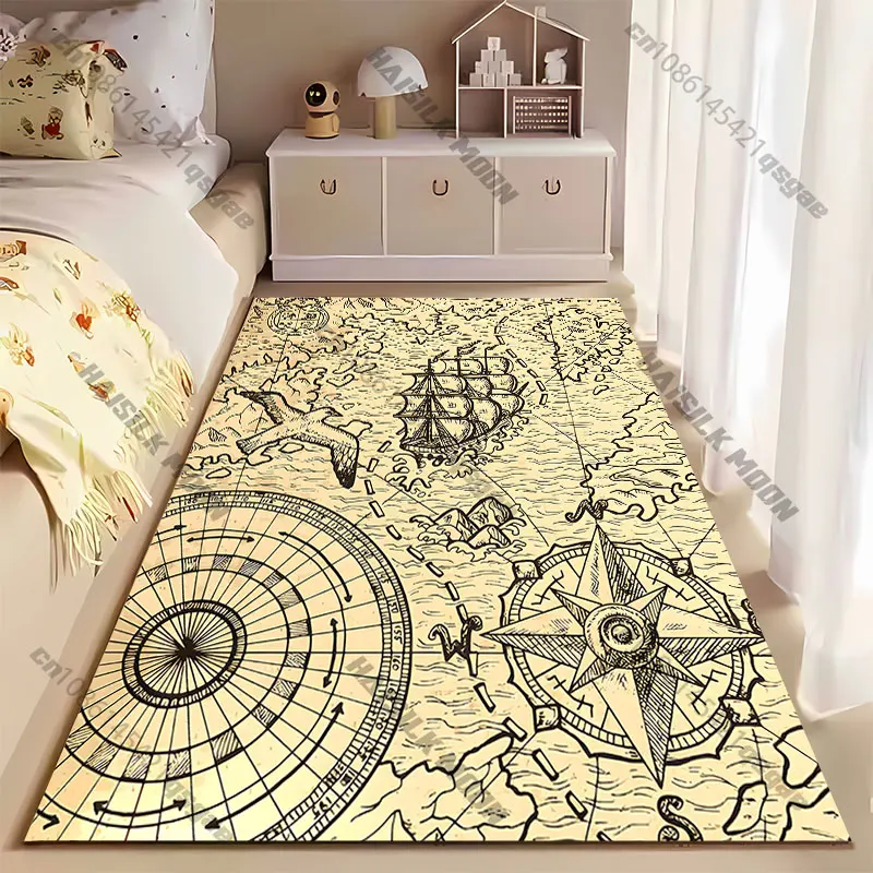 Exploration navigation journey map carpet Yoga living room room decor children's crawling mat doormat area rug games mat