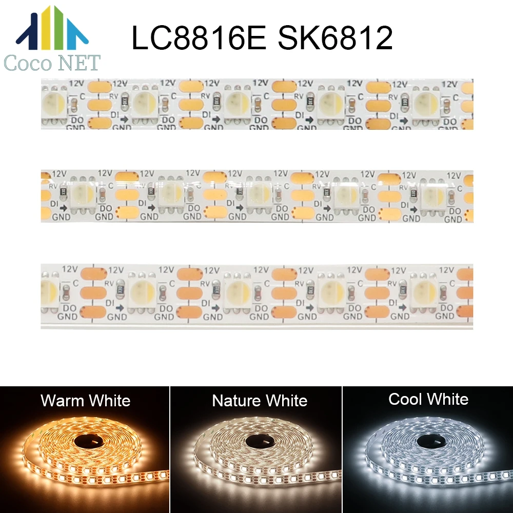 LC8816 SK6812 RGBW Individually Addressable Led Strip 4 IN 1 5050SMD RGBWW 60/120Leds/m Smart Pixel Led Lights IP30 65 67 DC12V