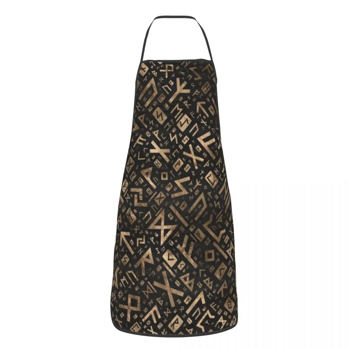 Elder Runes Gold Futhark Pattern Aprons Women Men Norse Viking Runic Alphabet Kitchen Chef Bib Tablier Cuisine Cooking Baking