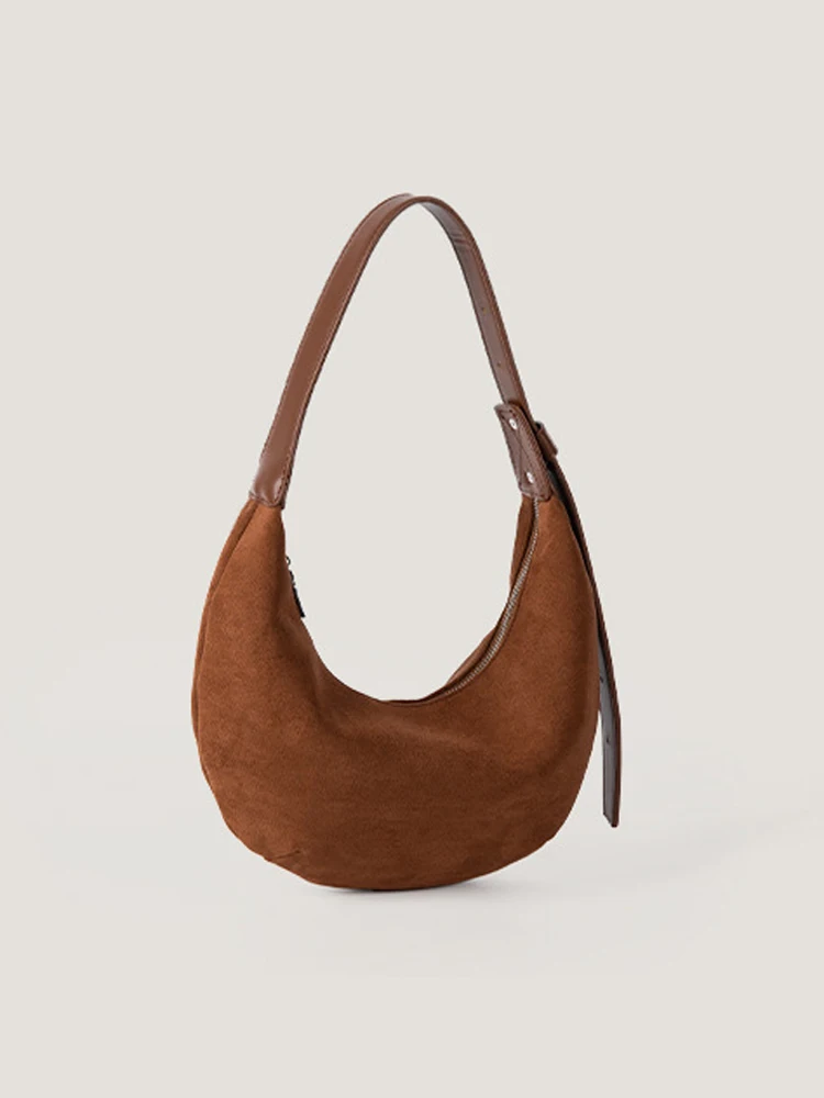 Корейская однотонная Повседневная сумка на плечо для женщин, Осень-зима, модная Замшевая сумка пельменей, женские универсальные сумки