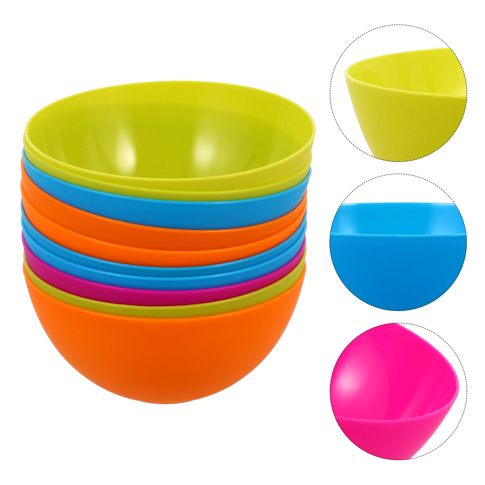 

Unbreakable Plastic Bowl Reusable Soup Noodle Bowl Microwave Safe Lightweight Portable Bright Picnic Kitchen