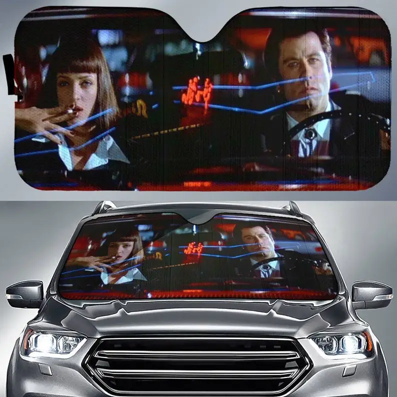 

Pulp Fiction 1994 Movies Quentin Tarantino Uma Thurman Car Sun Shade, Windshield, Car Accessories