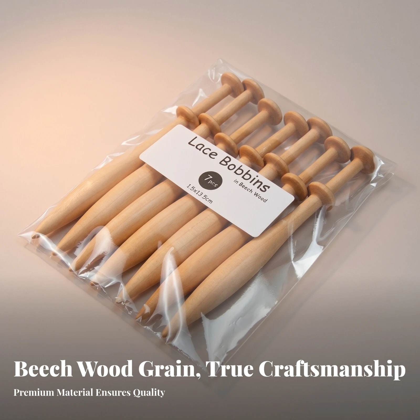 7 Pieces Craft Supplies Smooth Surface Wooden Lace Bobbins Lightweight Beech Wood Bobbins Collar Rings view 4