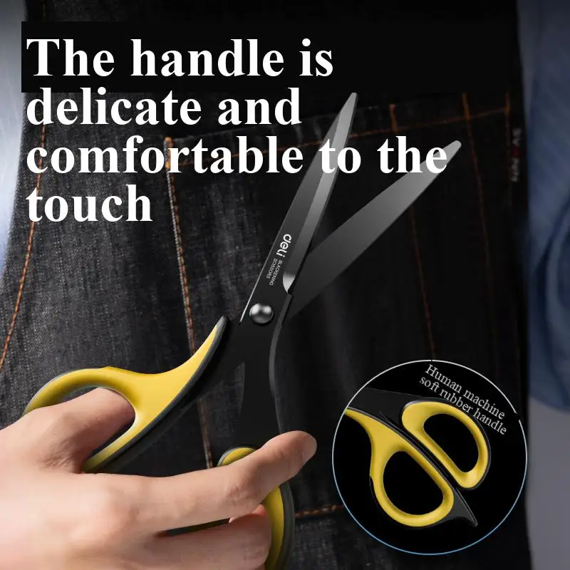 Deli 77757 Stainless Steel Scissors 220mm Multi-functional Household Office Tailor's Hand Scissors for Precision Cutting