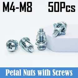 50x Jack Nuts Screw M4 M5 M6 M8 Petal Shape Rivet Nut Expansion Metal Rivetnut Panel Car License Plate Clamp Lock Jack Nuts Bolt