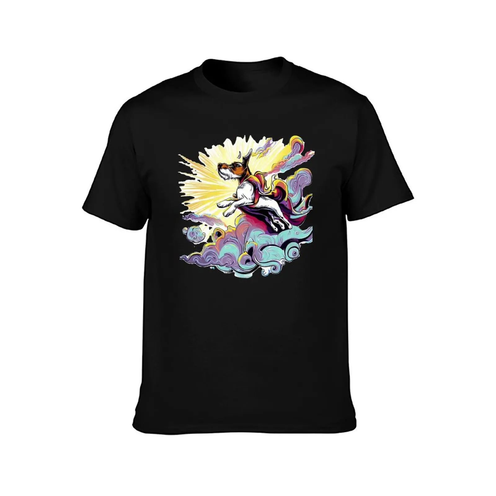 Flying Jack Russell Terrier Cape Art T-Shirt Long Lasting Casual T-Shirt