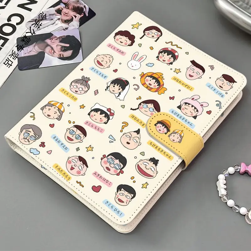 23Cm 10 Pages Four-Grid Chibi Maruko-Chan Leather Waterproof Loose Leaf Storage Book Three Inch Small Card Storage Holiday Gifts