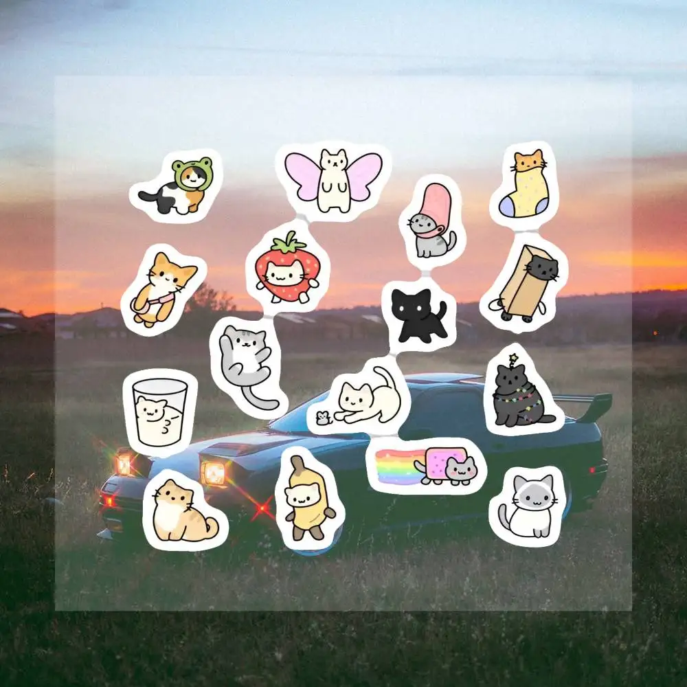 Cart-oon- Cat 16cm Sticker Pack Street Style Graffiti Decals Waterproof Vinyl Stickers For Helmet Laptop Car