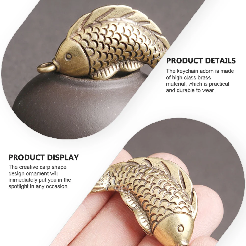 

3 pcs Rich Carp Keychain Brass Fish Pendant Durable DIY Ornament Jewelry Decor Gift for Party Daily Wear Good Blessing