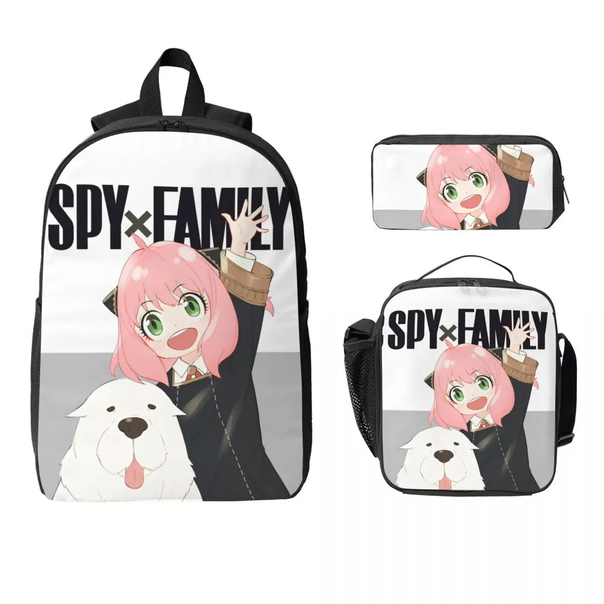 

3Pcs Spy X Familys Girls Accessories Backpack Set for Children Pen Bags Bookbag Sets with Lunch Box For School Students Knapsack