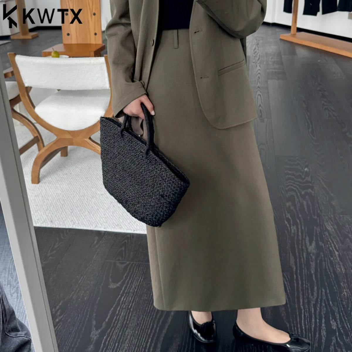 

KWTX Elegant High-Waisted Bodycon Skirt - Slim Fit Stretchy Pencil Skirt, Casual Office Wear, Classic Midi Skirt For Women 2025