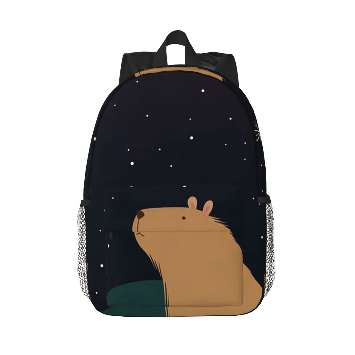 Capybara And Stars Starry Night Backpack Daypack Large Capacity Boys Girls BookBag Shoulder Bags for Unisex Children School Bag