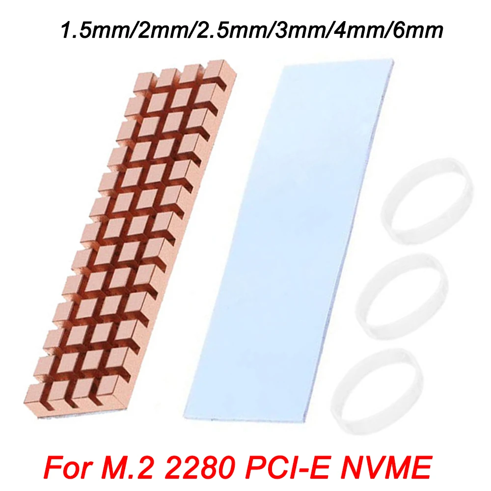 PC Notebook Pure Copper M.2 SSD Heat Sink Thermal Pads Heat Dissipation Radiator Cooler for M.2 2280 PCI-E NVME M2 SSD Heatsink