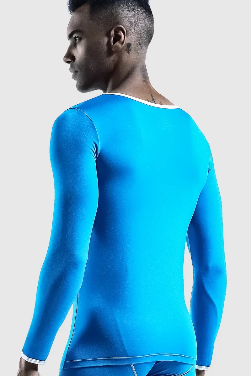 5PCS  Men's round neck tight-fitting base Modal thermal underwear long underwear thin undershirt low collar top