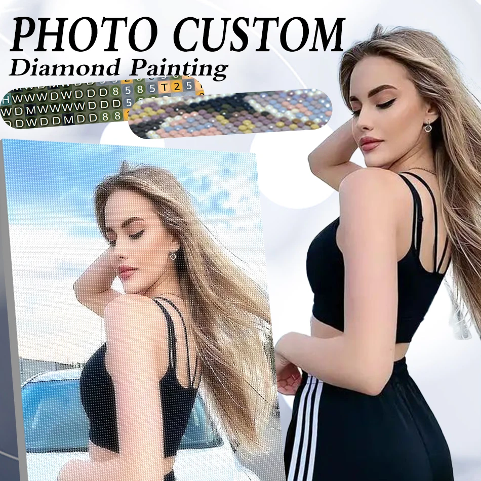 

PhotoCustom 5D Diamond Painting Customize Your Own Photo Full Square/Round Diamond Painting Handmade Embroidery Cross Stitch Rhi