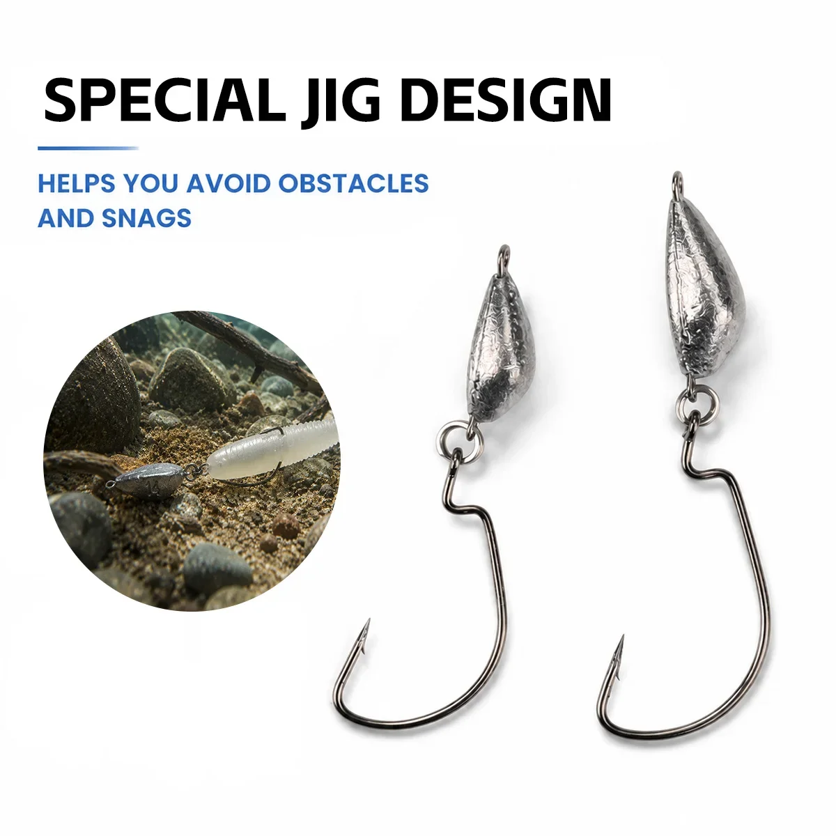 MEREDITH 5PCS JIG 리드 헤드 잡초 없는 후크 걸림 방지 후크 해수 담수 후크 낚시 액세서리 후크