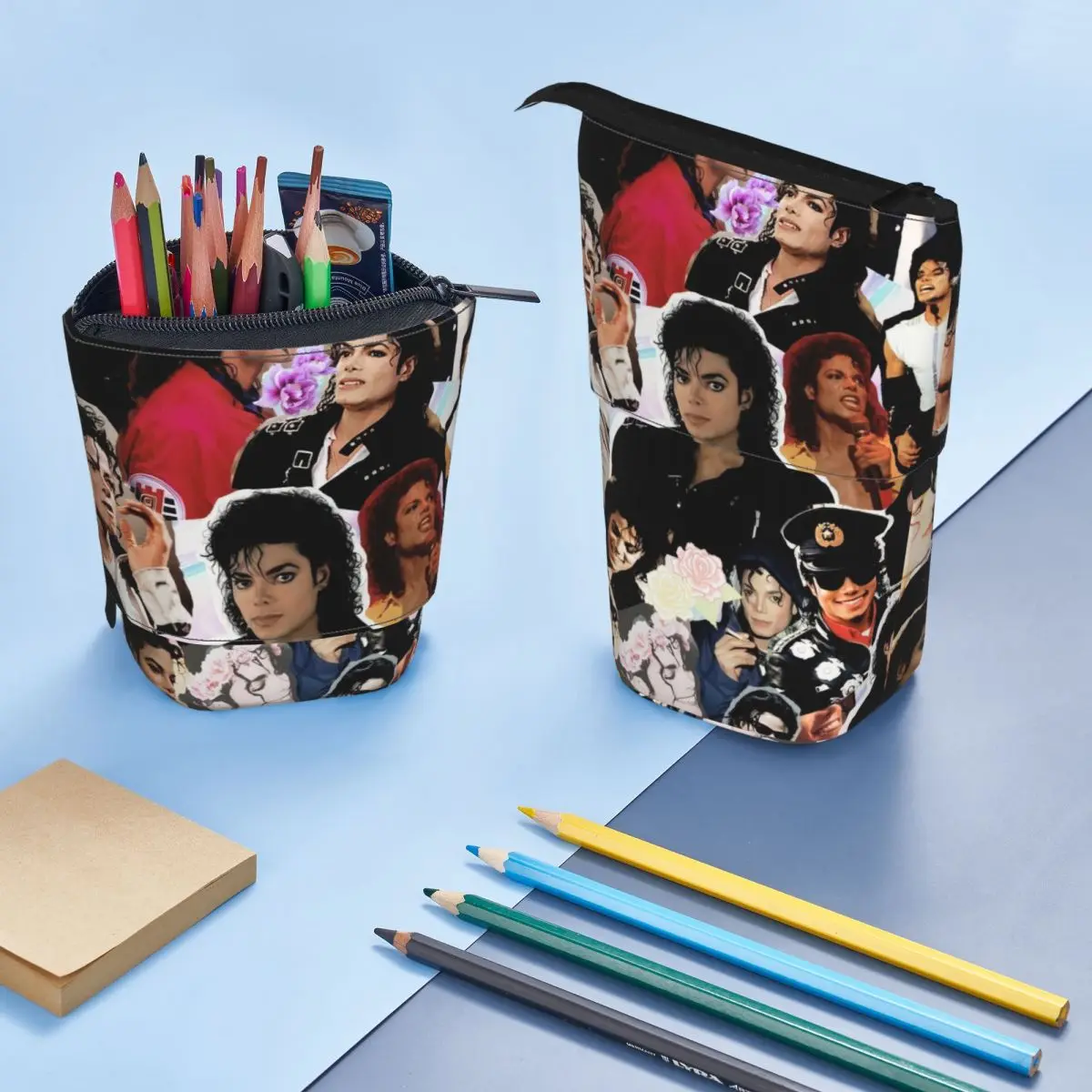 Michael Jackson Pen Box Student School Zipper Pen Bag Child Stationery Bag Pencase Vertical Retractable Pencil Case