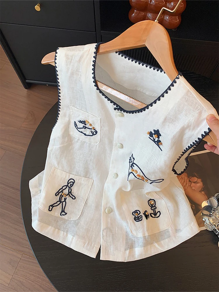 

Модный ретро мультяшный принт круглый жилет Ne повседневный свободный летний утягивающий топ для мужчин удобный дышащий