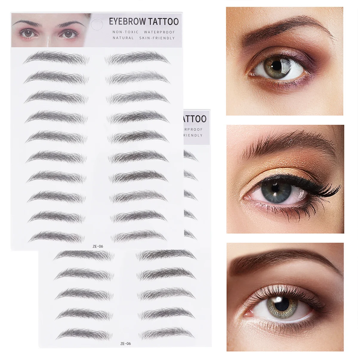 

2Pcs Eyebrow Stickers Black Imitation Hair-Like Transfer Artificial Eyebrows Instant Natural Brow Tool for Men Women