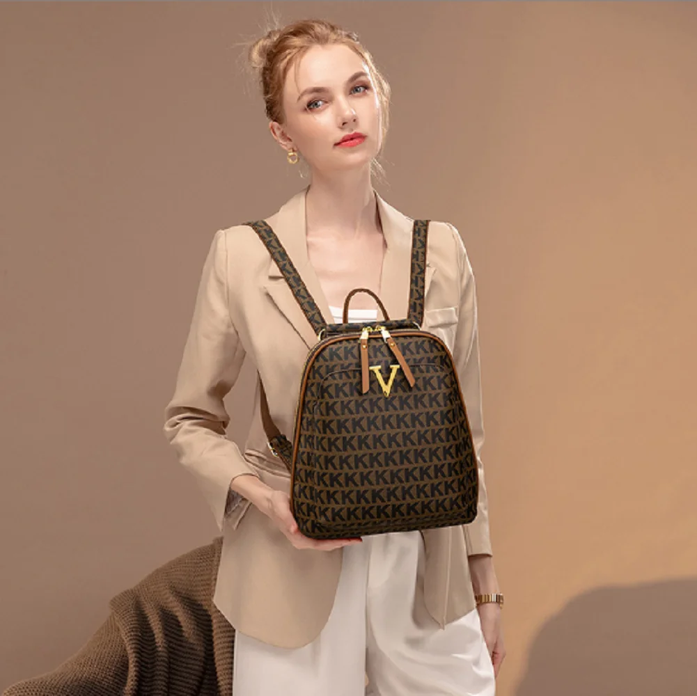 ホット販売新高品質レザートラベルバックパック女性のファッション高級デザイナー大容量ショルダーバッグトートスクールバッグ