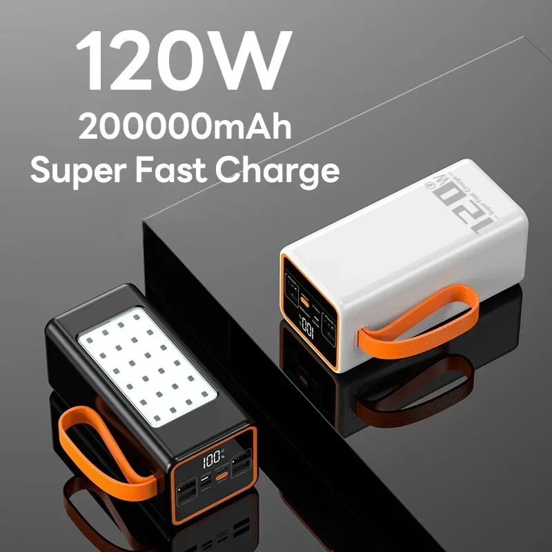 

For Xiaomi Power Bank 200Ah Two-way Fast Charging 120W Portable Charger Power Bank Fast Charging External Tito C with LED Light