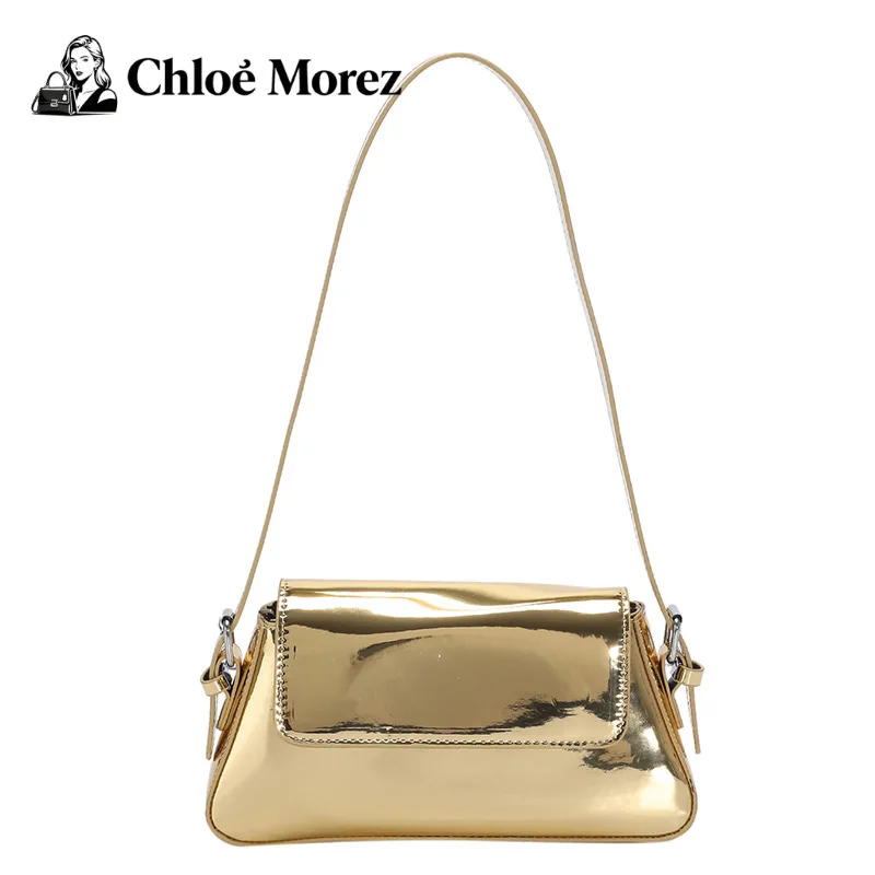 

Women's Fashionable Shiny Underarm Bag Inside, Brown Sugar Fruit Colored Small Square Bag