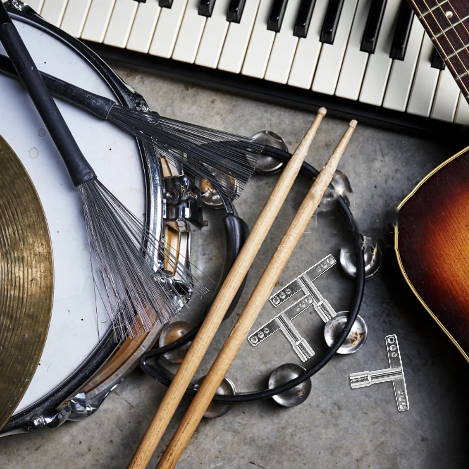 

5Pcs Drum Tuning Key Sturdy T-Shaped Wrench Quick Removal Drum Set Tuner Tool Accessory Instrument Supply Instrument Parts