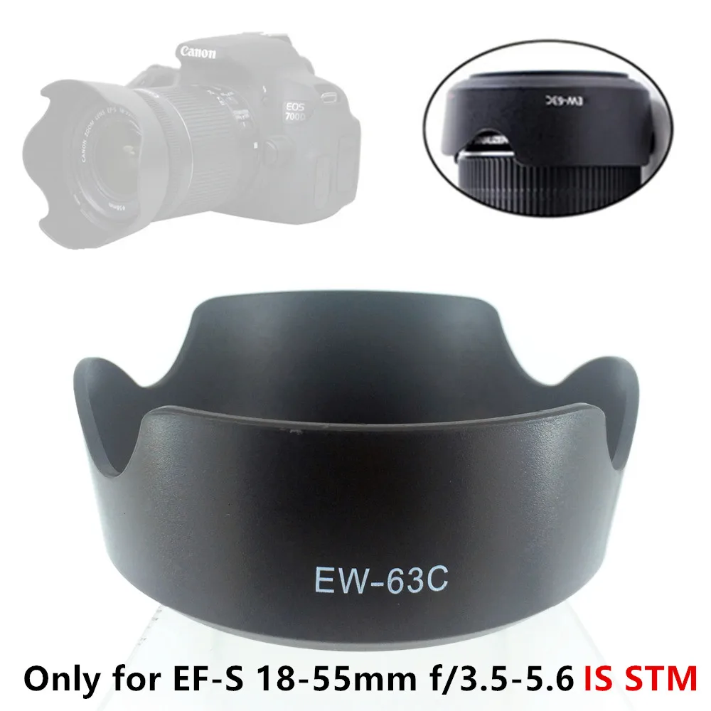 عدسة هود استبدال لكانون ، EW-63C ، كانون EF-S ، 18-55 مللي متر ، F 3.5-5.6 IS ، STM ، 18-55 مللي متر ، F3.5-5.6 IS ، STM EW63C