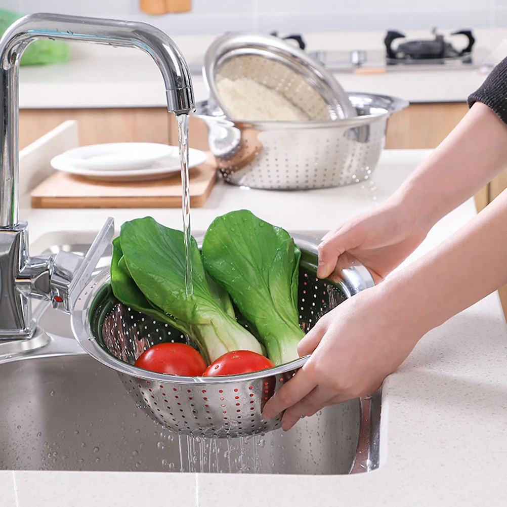 1 قطعة حوض غسيل الفولاذ المقاوم للصدأ 30 سنتيمتر كبير الفضة سميكة استنزاف ثقب غسالة صحون آمنة الخضار الفاكهة مصفاة سلة