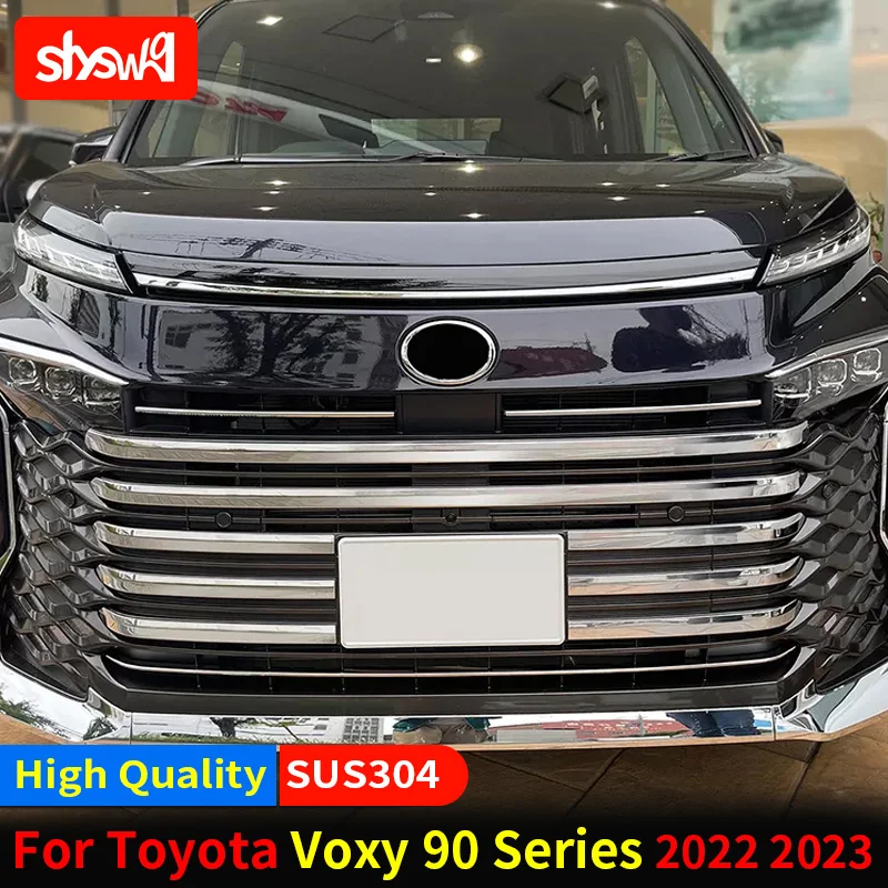 11Pcs Exterior Accessories Chrome Bumper Grille Trim For Toyota Voxy 90 Series 2022 Stainless Steel Sequins Decorate Car Styling