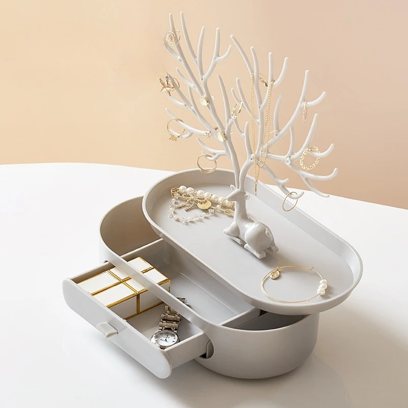 Deer Jewelry Rack Deer Antlers Tree Shaped Earnail Display Stand Earrings Necklace Jewelry Storage Sorting Hanger Home Decor