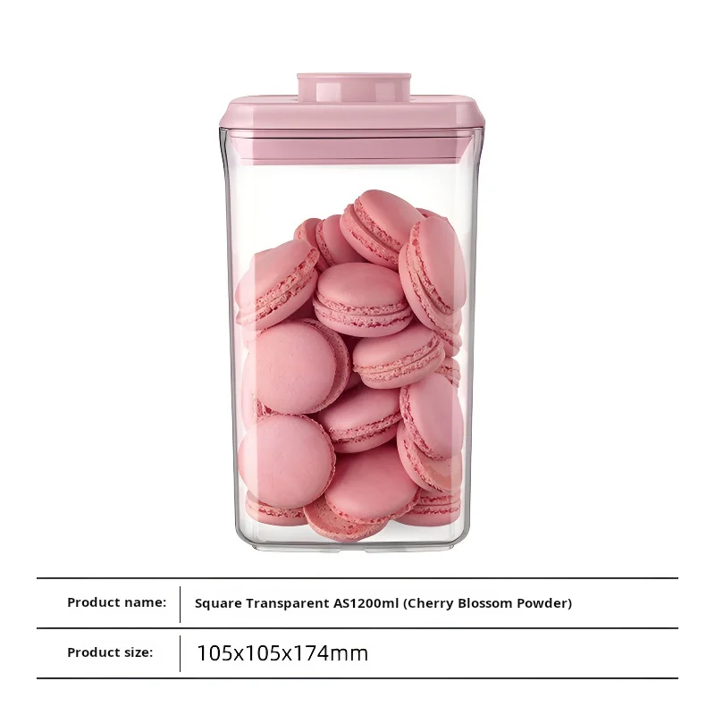 Press Square transparent storage tank cereals storage box snack crisper food grade sealed jar