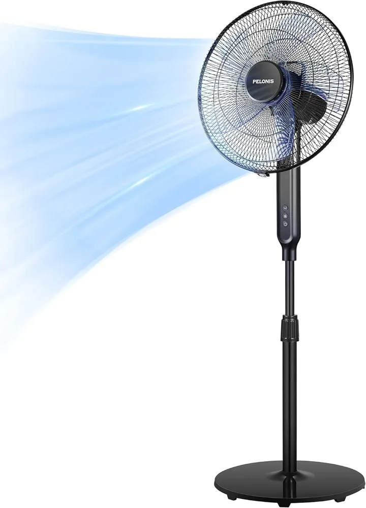 

PELONIS 16" Oscillating Pedestal Stand Up Fan Adjustable Height | Ultra Quiet DC Motor Remote Control 12 Speed