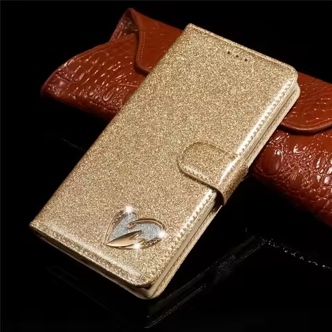 Glitter Bling Leather Case For Samsung Galaxy S23 S24 Ultra S22 Plus S21 A54 A34 A14 A53 A52 A72 A12 Flip Book Love Wallet Cover