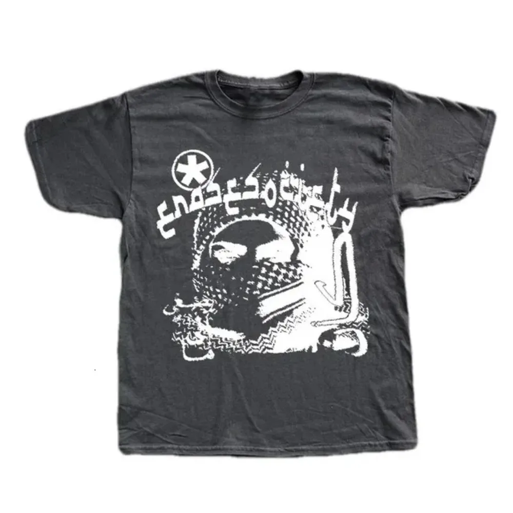 

Y2K Cotton T-shirt Grunge Goth Harajuku Graphic Print O-Neck Tee Hip Hop Streetwear Loose Short Sleeve T-shirt Punk Vintage Top