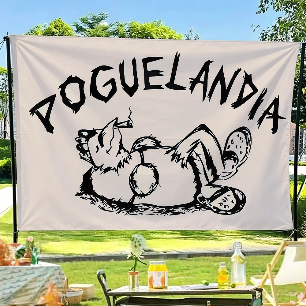 TV O-Outer B-Banks Poguelandia Logo Flag Room Decoration Wall Tapestry Hanging Aesthetic Bedrooms Advertising Banner