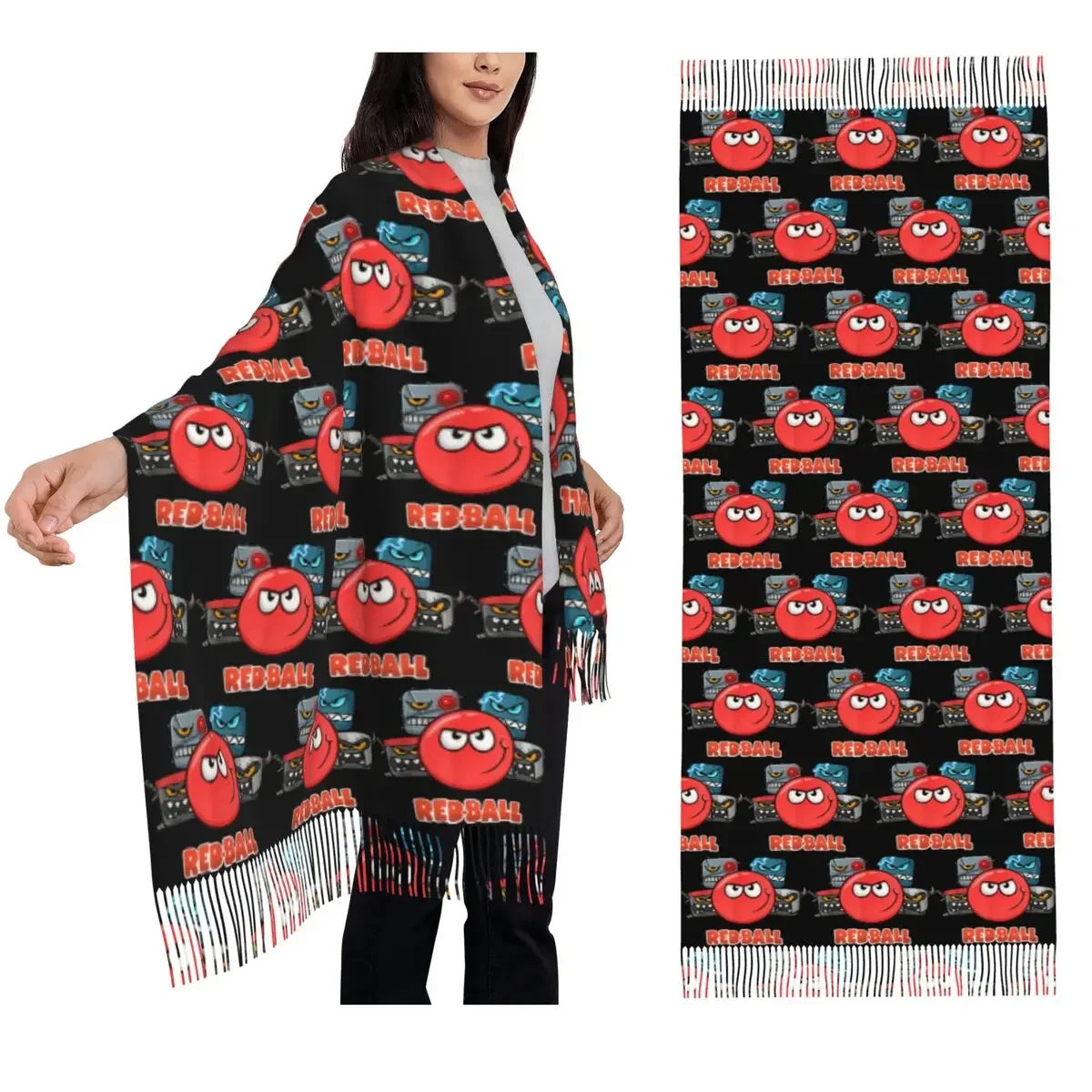 

Red Ball 4-шарф The Crew Шарфы с кисточками Женские мягкие теплые шали и накидки Большая осенне-зимняя шаль