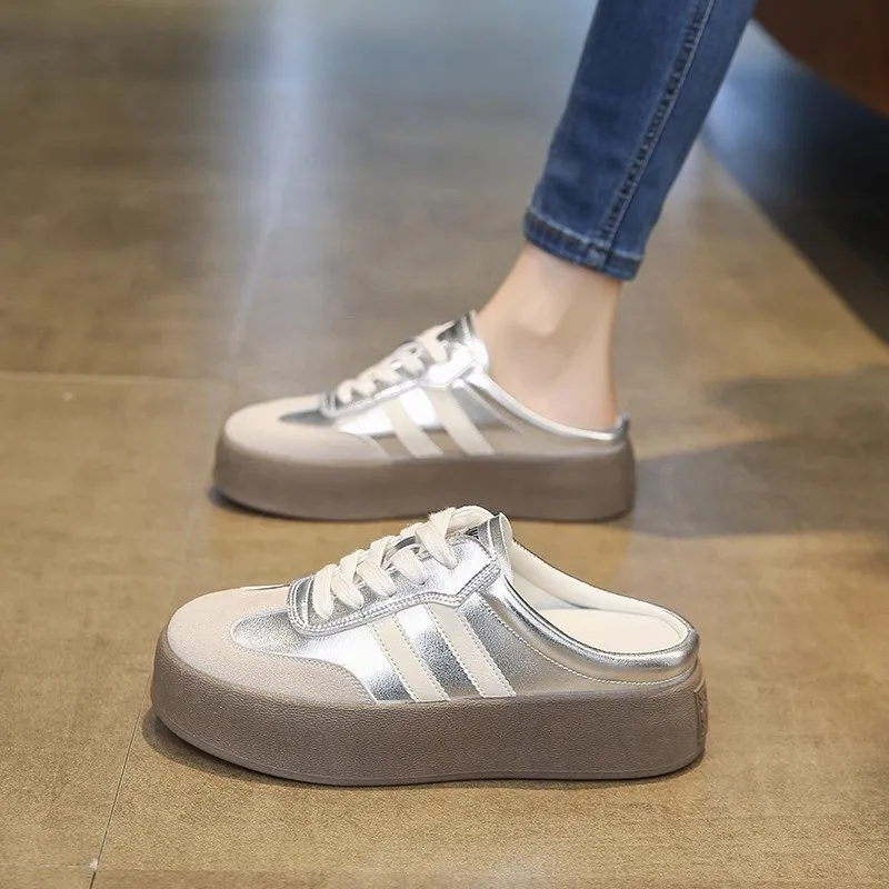 

Spring and Autumn New Fashion thick-soled bag half Slippers Women's Outerwear Popular casual Comfortable one-foot Pedal 2025