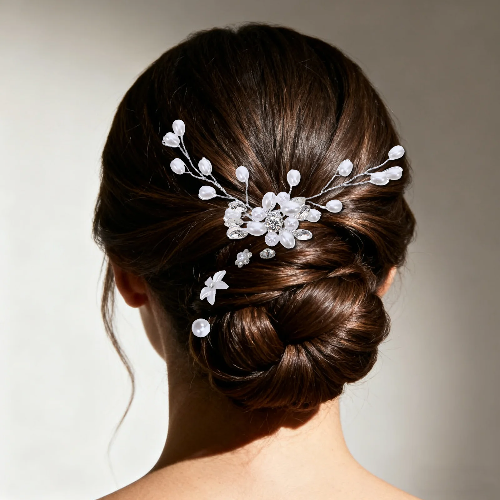 23Pcs Rhinestone Pearl Flower Wedding Hair Pins Bridal Headpiece U Shape Clips Hair Accessories Prom Bridal Flower Hairpin