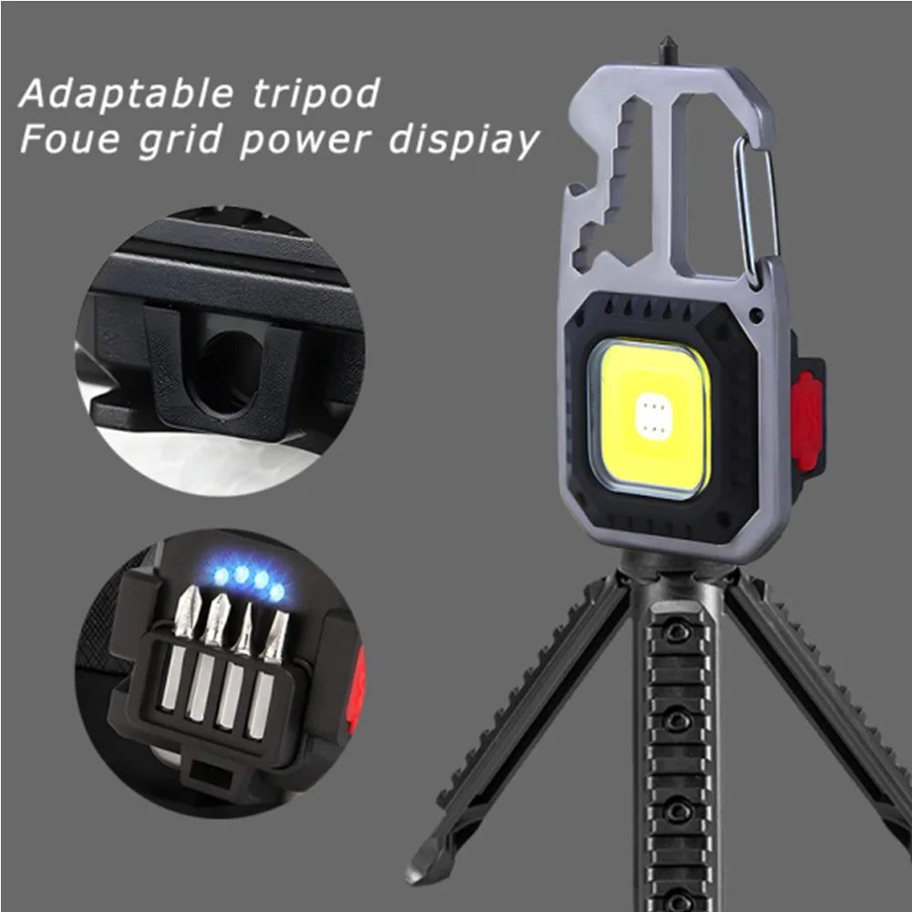 Mini LED Flashlight Screwdriver Rechargeable Keychain Light Work Light Outdoor Camping Light Portable Pocket Wrench Safety Hamme