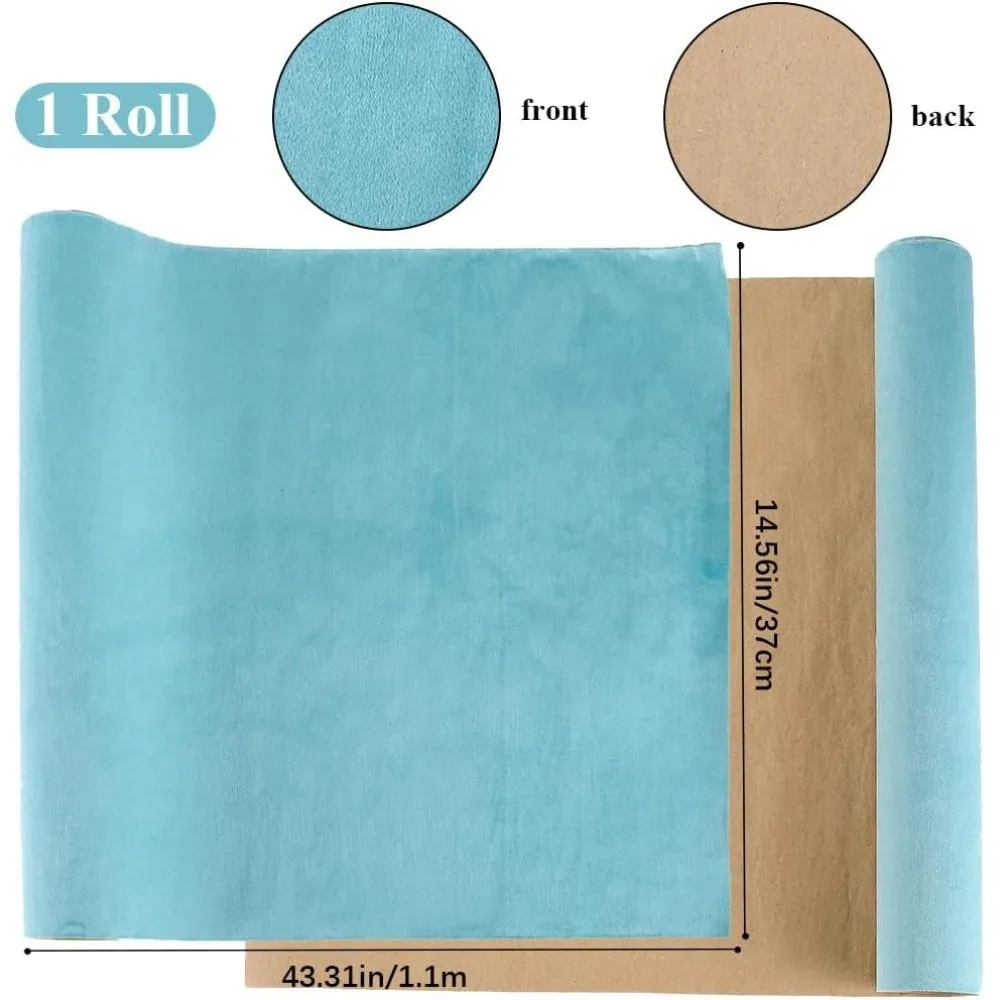 Self Adhesive Book Cloth Velvet for Book Binding 43.3x14.5 Turquoise Fabric Surface Paper Backed Book Cover Books Scrapbooking