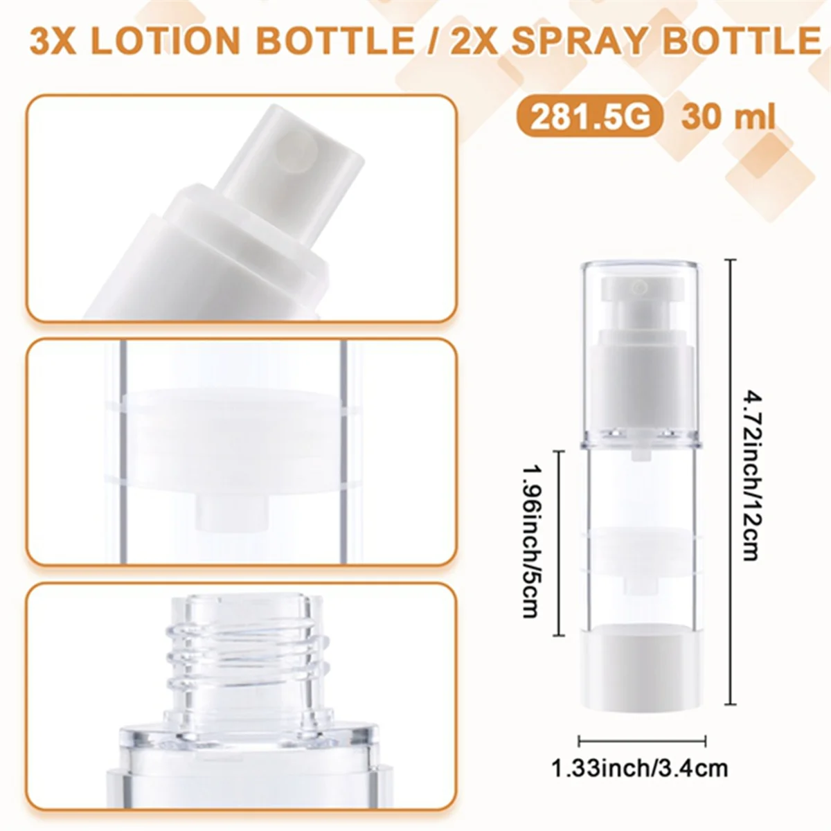 N14R Top Fine Mist Sprays Bottle Plastic Bottles 30ml Makeup Setting Bottle Empty Cosmetic for Water,Perfume,Essential Oils